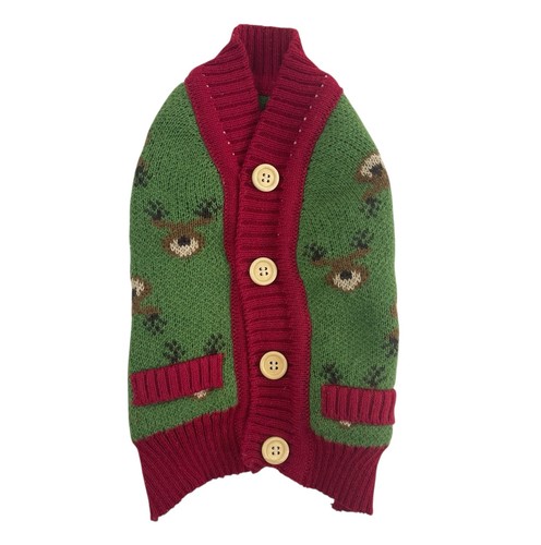 LuvGear Dog Coat Nordic Scandinavian Grandpa Sweater S Red Faux Sherpa Lined