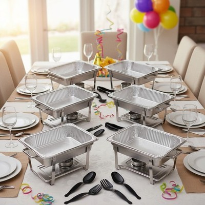 Disposable 6 Pack Refill Kit - Food Warmers & Utensils for Effortless Catering