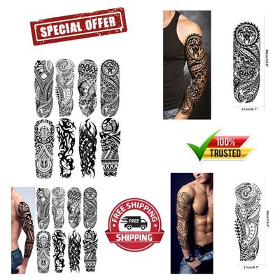PADOUN Tribal Tattoo Sleeves for Men, 8-Sheet Large Temporary Tat