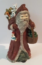 Vintage Ron Gordon Santa Clause Folk Art Style Figurine Bearing Presents & Fruit