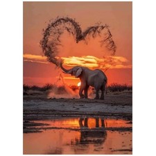 Elephant Diamond Painting Kit, 5D DIY Full Drill Round Diamond Art, Resin Crysta
