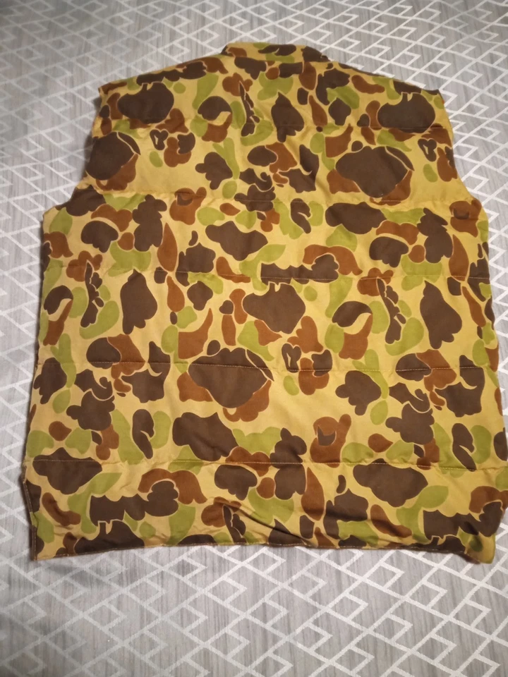 Chaleco de caza vintage años 80 Cabelas reversible plumón camuflaje naranja brillante para hombre grande Foto 3 de 4