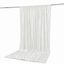 WHITE 10 ft x 12 ft Premium Crushed Velvet Backdrop Curtain with Rod Pocket
