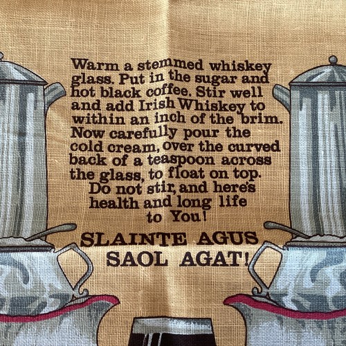 Leinen Geschirrtuch Irish Coffee Rezept Finger Made in Ireland 20" x 30", Vintage - Bild 5 von 6