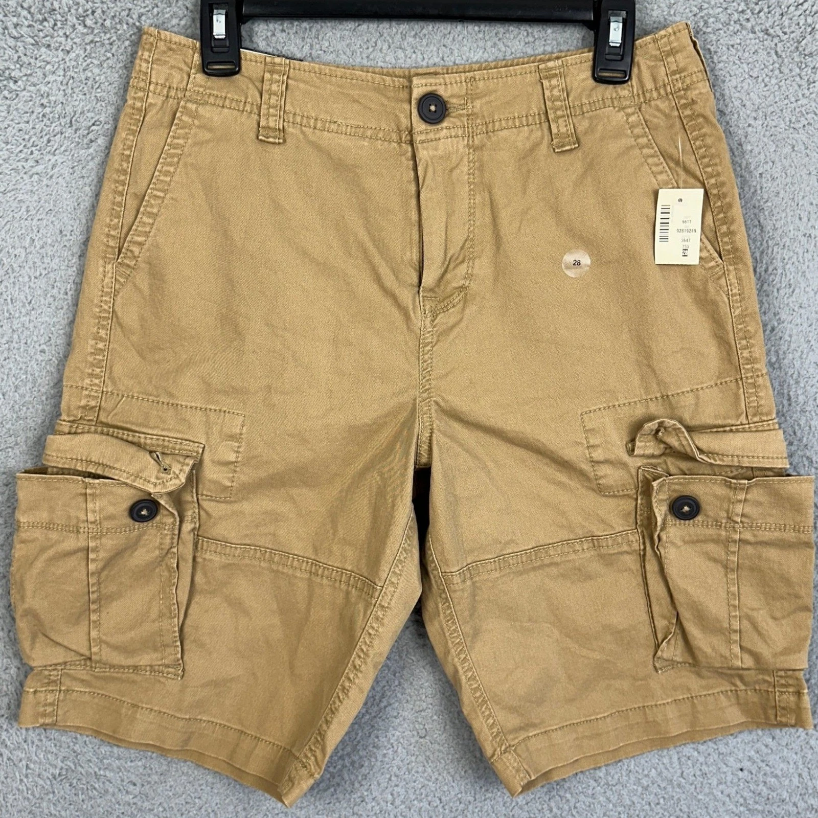 NEW Aeropostale Mens 28 Tan Khaki Cargo Stretch Flat Front Casual Outdoor Pocket