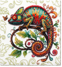 Bead Embroidery Kit DIY " hameleon" Beaded Needlepoint Craft Set
