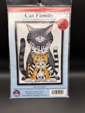NEW- Design Works Counted Cross Stitch Kit 5"X7" Cat Family 14 Count  3450-HL