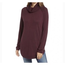 Caslon SMALL Turtleneck Sweater Tunic Top Burgundy Side Slits wear 3 ways NWT