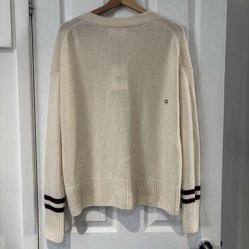 BNWT Chinti & Parker Wool Cashmere Cream Burgundy Varsity Cricket Cardigan Small - Bild 11 von 11