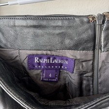 Ralph Lauren Purple Label Collection 100 Leather Metallic Pants Sz 4 Dark Grey