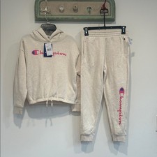 Champion Kids Beige Hoodie and Jogger Set oatmeal size small / 8 new