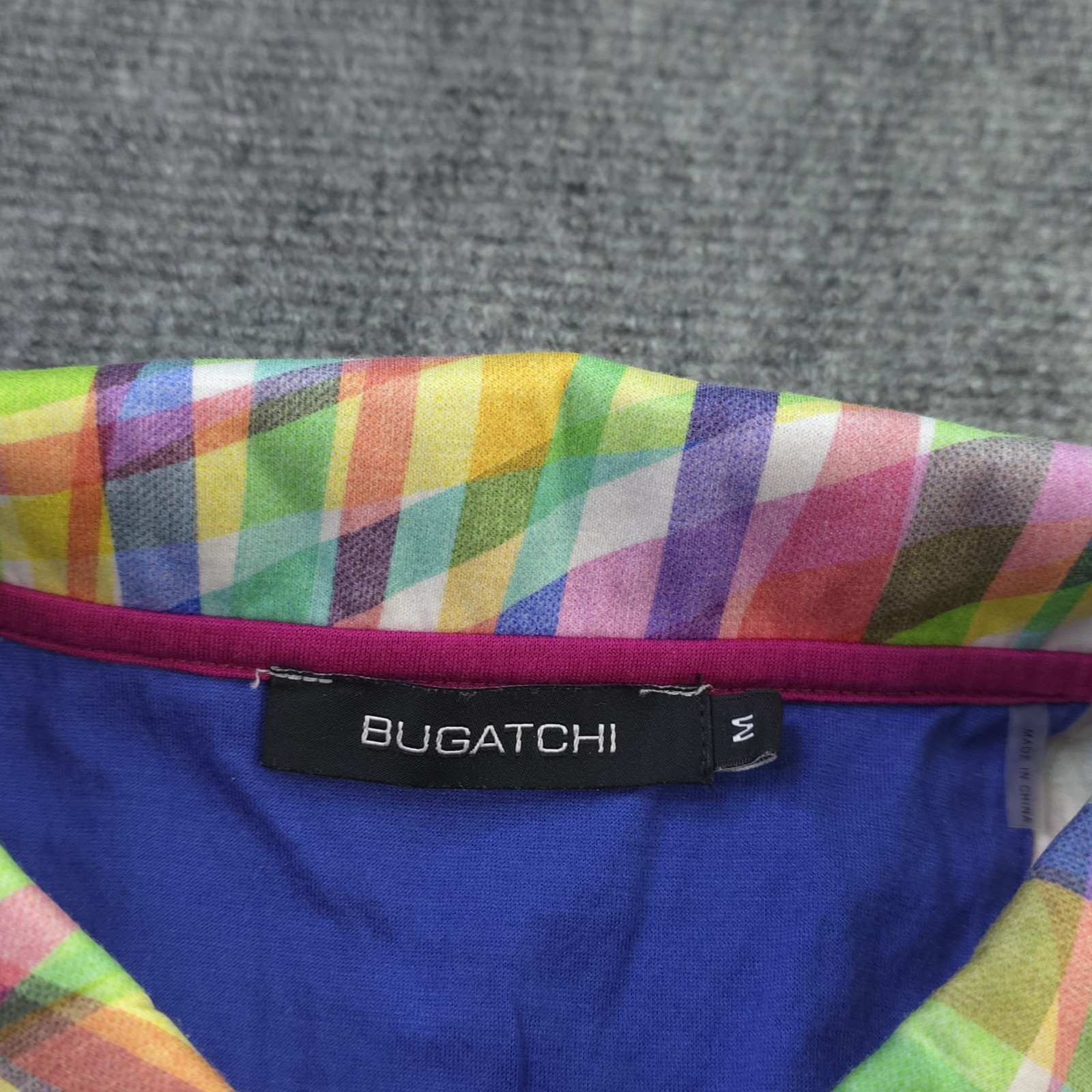 Bugatchi Polo Medium Multicolor Plaid Madras Shor… - image 3