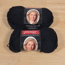 2 Skeins Black Serenity Sock Premier Yarns Deborah Norville DN150-12 Merino Wool