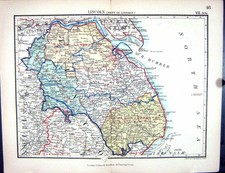 Old Stanford Map 1885 Lincoln England Louth Gainsborough Alford Grims Victorian