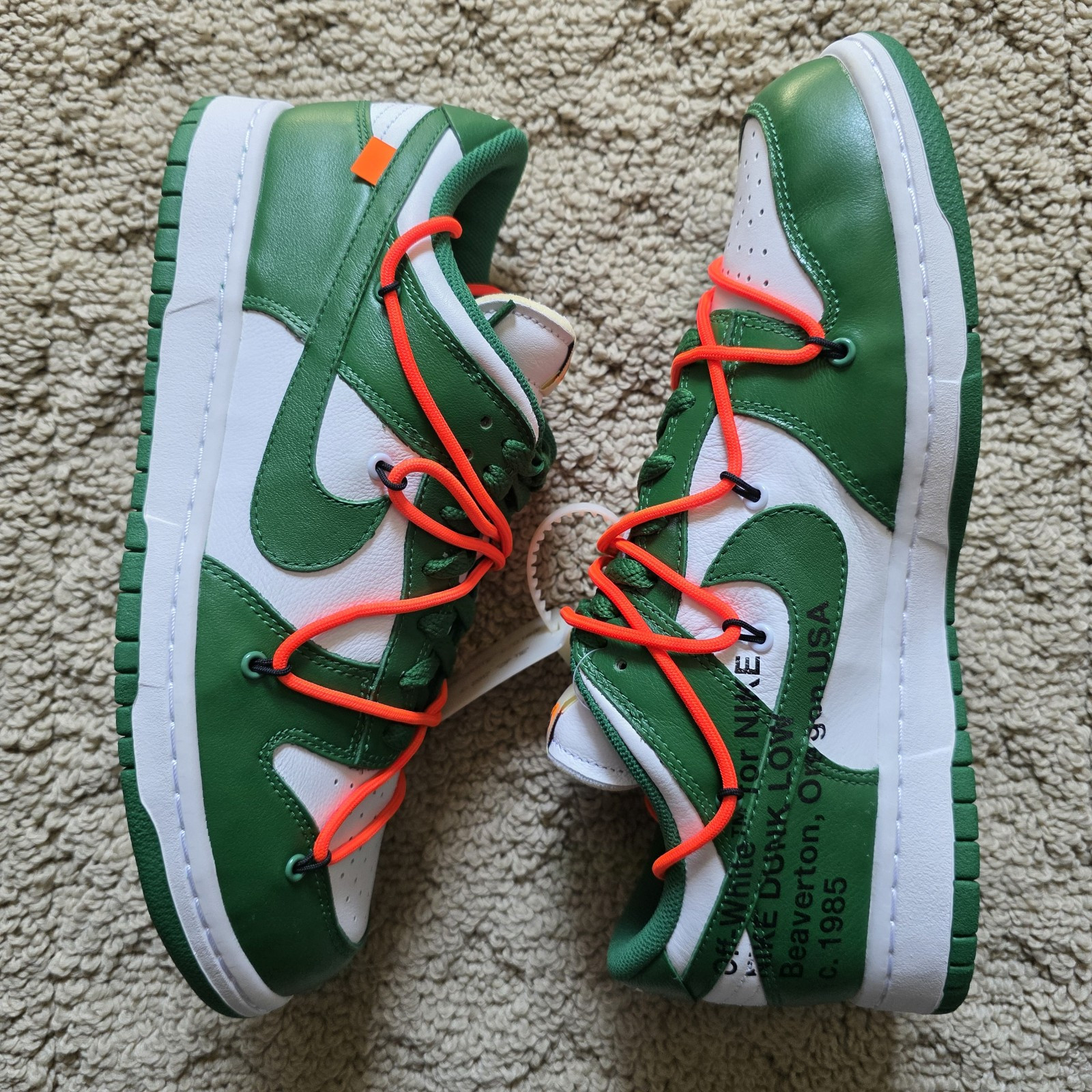 OFF WHITE X NIKE Nike Dunk Low x OFF WHITE verde pino 2019 nuove taglia 10