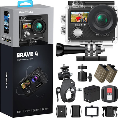 AKASO Brave 4 Action Camera 4K 30fps Ultra Hd Video 20MP Photo, EIS, WiFi Remote