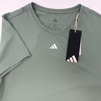 Adidas WTR D4T T Slim Training Shirt Womens Medium Silver Green JC9761 NEW
