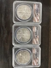 Lot Of 3 ANACS MS70 Silver Eagles - 2009,2009, And 2010.