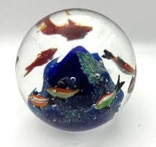Large Art Glass Tropical Fish Aquarium Paperweight Dania Florida LSArts Inc