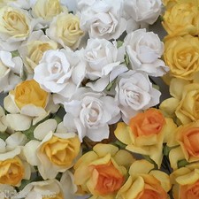 50 Yellow Mulberry Paper Flowers Wedding Home Scrapbook Craft Supplies R22-48