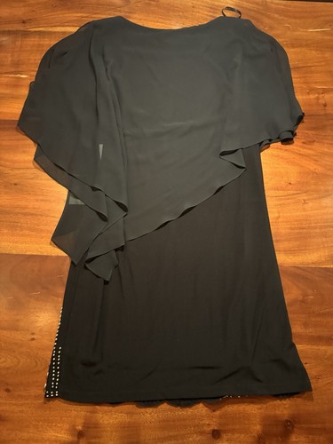 DJ-Jaz Women’s Black Sleeveless Dress with Slit Cape Dress Size 12 NEW - Picture 6 of 10