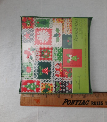 VTG Christmas Hallmark Postalettes Patchwork Gingham Polka Dot Calico Design NOS - Picture 8 of 14