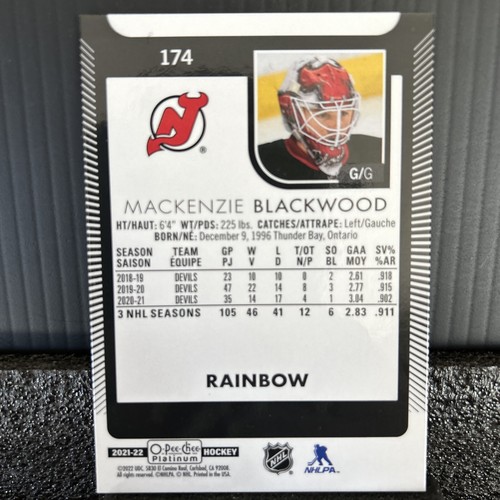 21/22 OPC Platinum New Jersy Devils MacKenzie Blackwood Rainbow card #174 - Picture 10 of 12