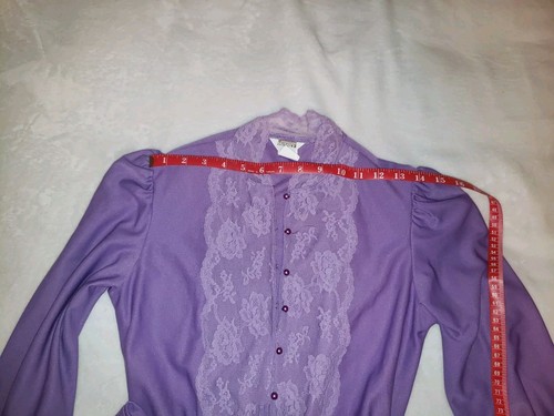 VINTAGE 70s Lavender Lace BOHEMIAN DRESS - MONTGOMERY WARD - SIZE 6P - Picture 8 of 9