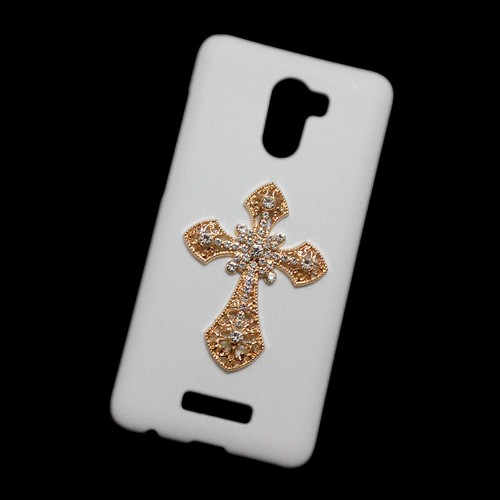 For Phones 3D Gold Cross White Back Hard Protective Case Cover - Picture 4 of 11
