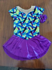 Icings Ice Figure Sukienka łyżwiarska Dorosły XS Fioletowo-Zielona Niebieska ze Scrunchie Nowa 