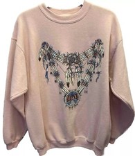 Vintage Dream Catcher Crew Neck Sweatshirt Medium Feather Art Native Pink 80s