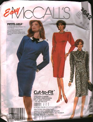 2642 Vintage McCalls SEWING Pattern Misses 1980s Straight Back Zippered Dress 12