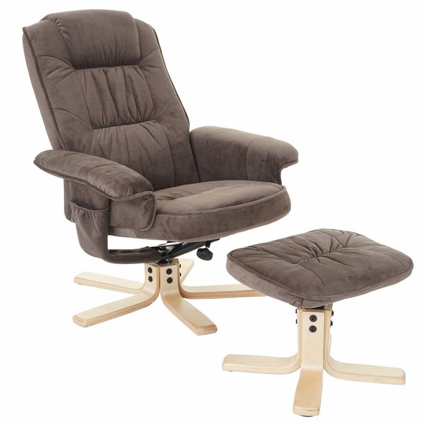 Fernsehsessel M56, Tv-Sessel Relaxsessel Mit Hocker, Textil Wildlederimitat-image