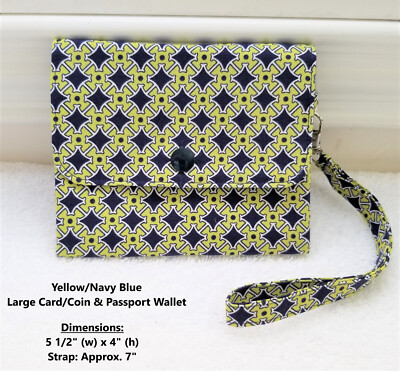 LARGE 3 Pocket Passport/Card/Cash Purse w/Straplet or Key Ring Multiple Fabrics!