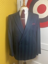 vintage double breasted stripe boating rowing blazer jacket size 42" Mod Ivy