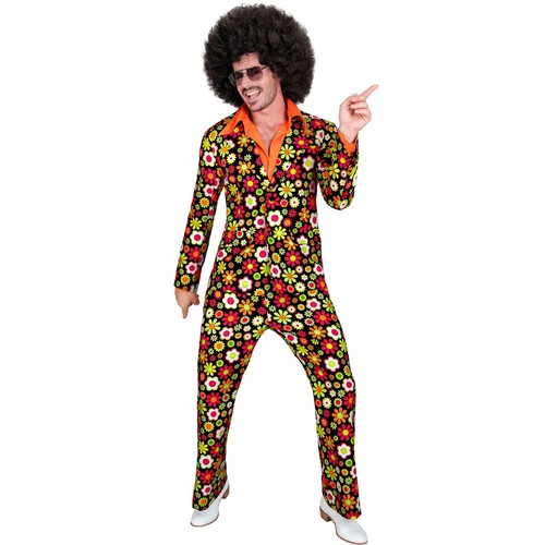 WIDMANN MILANO Hippie-Kostüm-Set – Flower Power Outfit Mit Oberteil, Hose, Gürtel & Stirnband – Größe L Für Karneval & Mottopartys