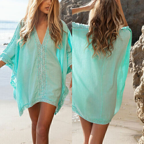 Damen Badeanzug Bikini Cover Up Strandkleid Strandtunika Poncho Strandmode Neu - Bild 7 von 10