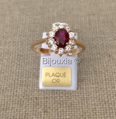 Bague Or 18 Carats Avec Rubis 8x5mm – Taille 54 – Style Cocktail – Occasion