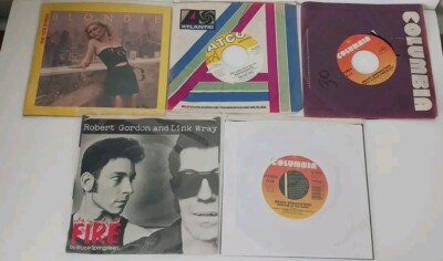 45 RPM RECORDS Springsteen BLONDIE bee gees LOT OF 5
