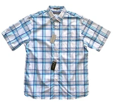 Daniel Cremieux Signature Nwt Cotton White Blue Check Short Sleeve Shirt XL