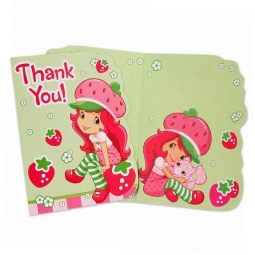Suministros de fiesta Strawberry Shortcake postales de agradecimiento con sobres 8ct. - Imagen 1 de 1