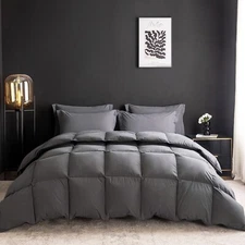 Feather Goose Down Comforter King Size Hotel Style Bedding Comforter Gray