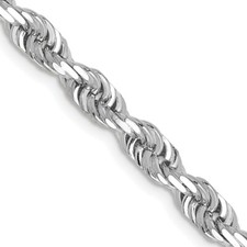 22" 14K White Gold 4.5mm Diamond-cut Quadruple Rope Chain Necklace