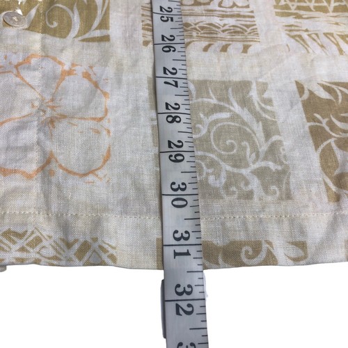 Tori Richard Shirt Men XL Linen Hawaiian Floral Geometric Aloha Lawn Camp Button - Picture 15 of 17