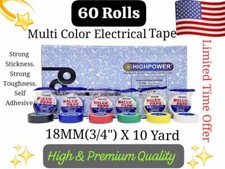60 Roll 3/4" X 10 Yard Multi Color Electrical Wiring Tape Auto Vinyl SUV PVC 3M