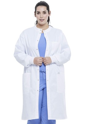 Dickies Men & Women Scrubs Lab Coat 43'' Snap Front GD360, Size:XL, White