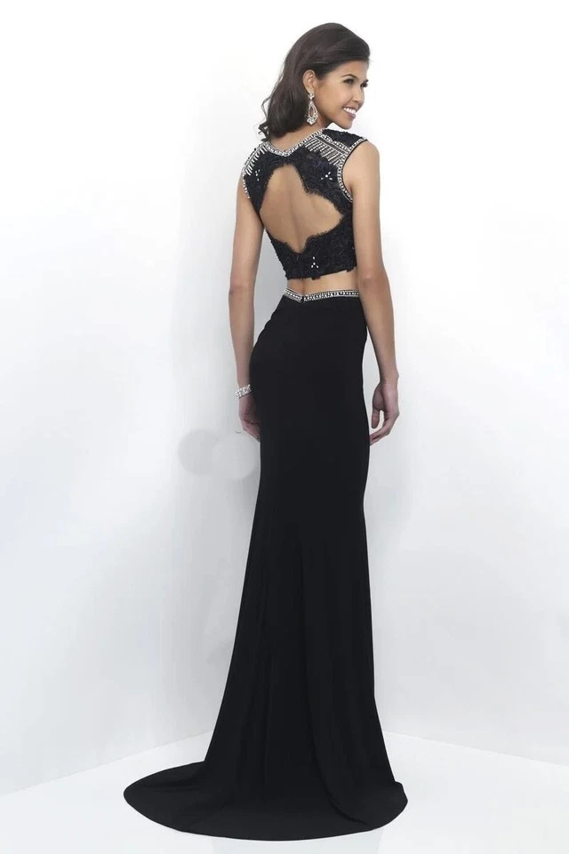 Vestido Jersey Intrigue By Blush Negro 2 Piezas Encaje Estrás Talla 4 $298 Foto 2 de 2