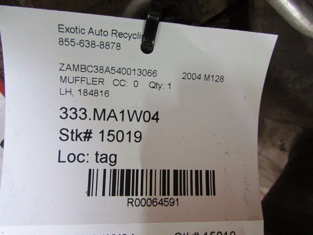 Maserati Coupe, Spyder, LH, Left Rear Muffler, Used, P/N 184816