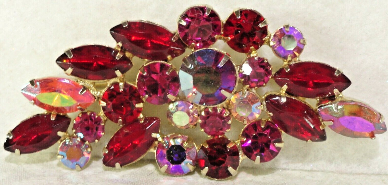 VTG GORGEOUS UNSIGNED WEISS RUBY RED~FUSCHIA PINK… - image 2