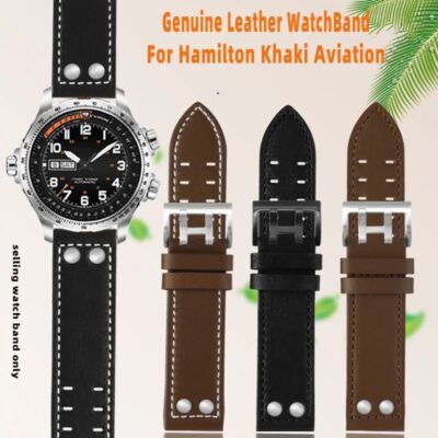 Echtleder-Uhrenarmband passend für Hamilton Khaki Aviation Field Series Armbä...